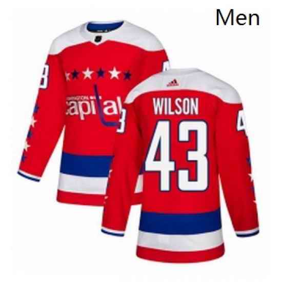 Mens Adidas Washington Capitals 43 Tom Wilson Authentic Red Alternate NHL Jersey
